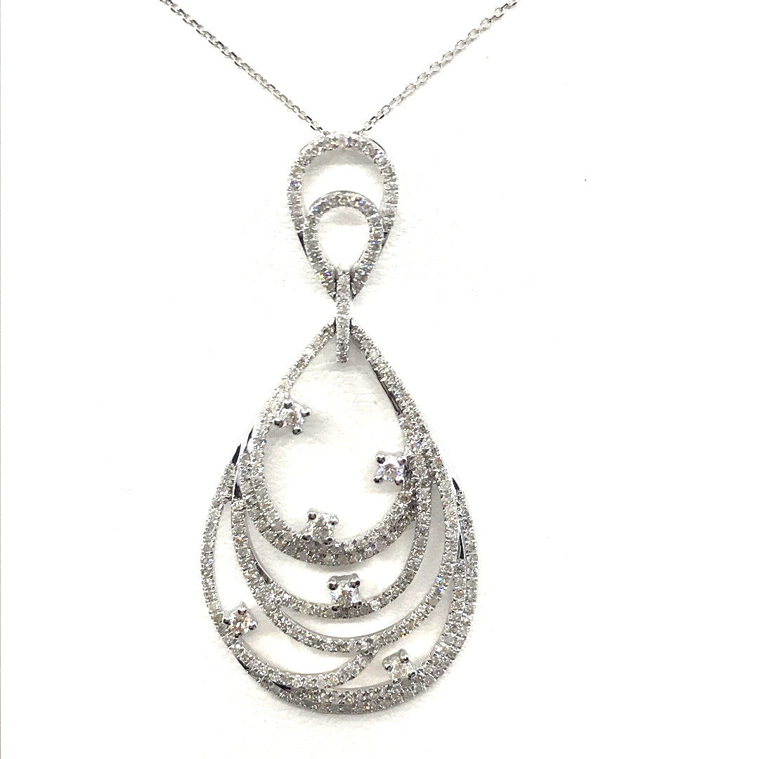 14K White Gold Teardrop Pendant - HK Jewels