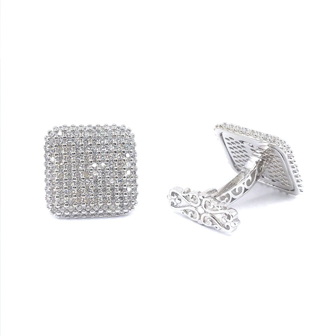 Sterling Silver Rounded Corners Square Cufflinks - HK Jewels