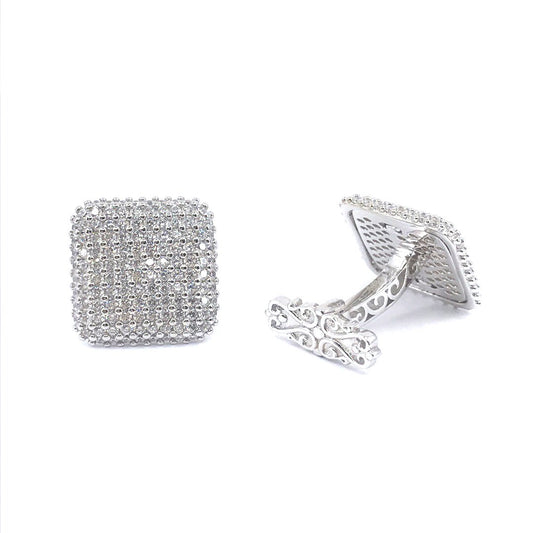 Sterling Silver Rounded Corners Square Cufflinks - HK Jewels