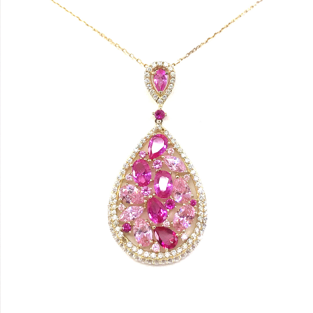 Gold Plated Sterling Silver Teardrop Pendant - HK Jewels