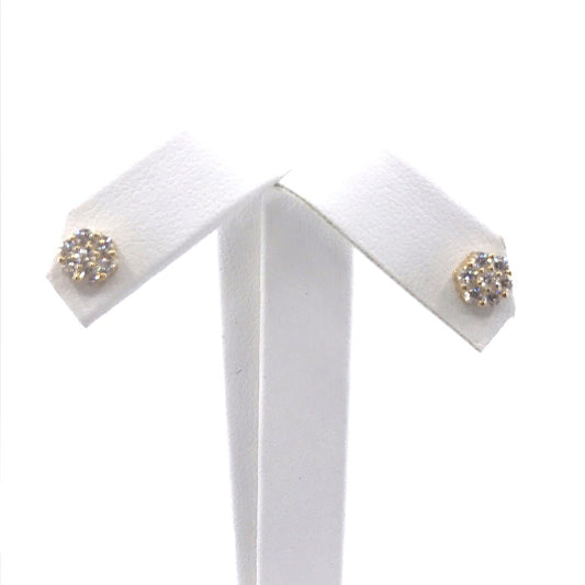 14K Gold CZ Cluster Stud Earrings - HK Jewels