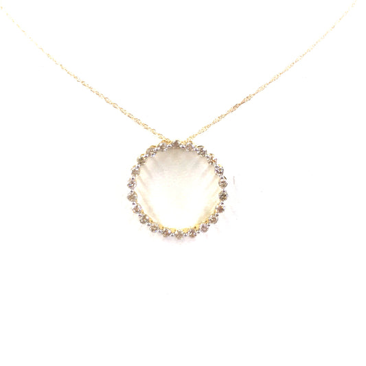 Yellow Gold Circle Diamond Pendant Necklace - HK Jewels