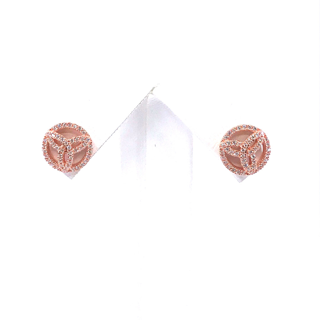 Rose Gold Plated Sterling Silver Circle Studs - HK Jewels