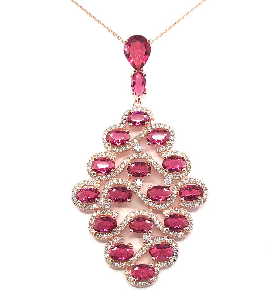 Sterling Silver Diamond Shaped Color Stone Pendant - HK Jewels