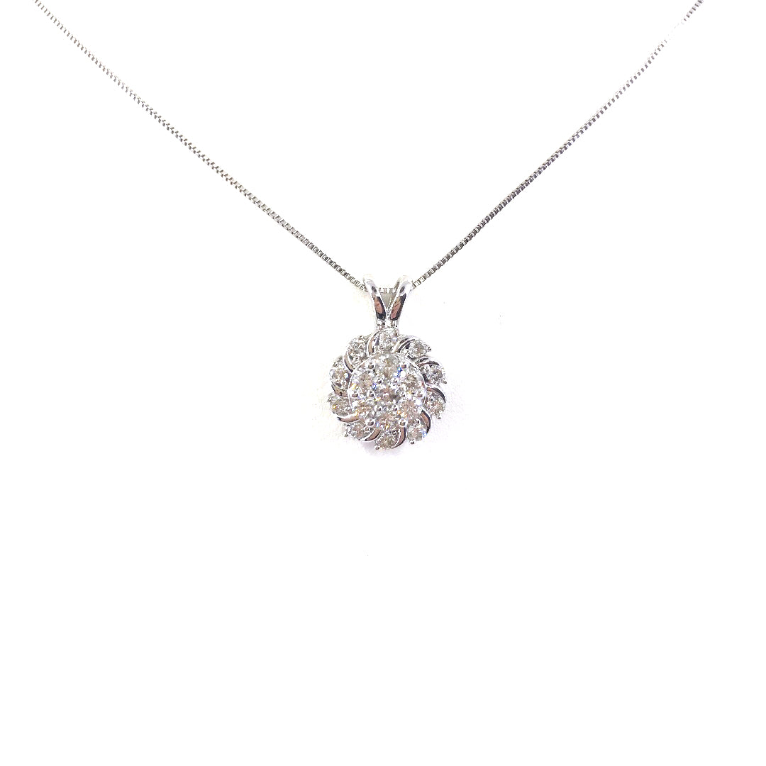 White Gold Circle Pendant - HK Jewels