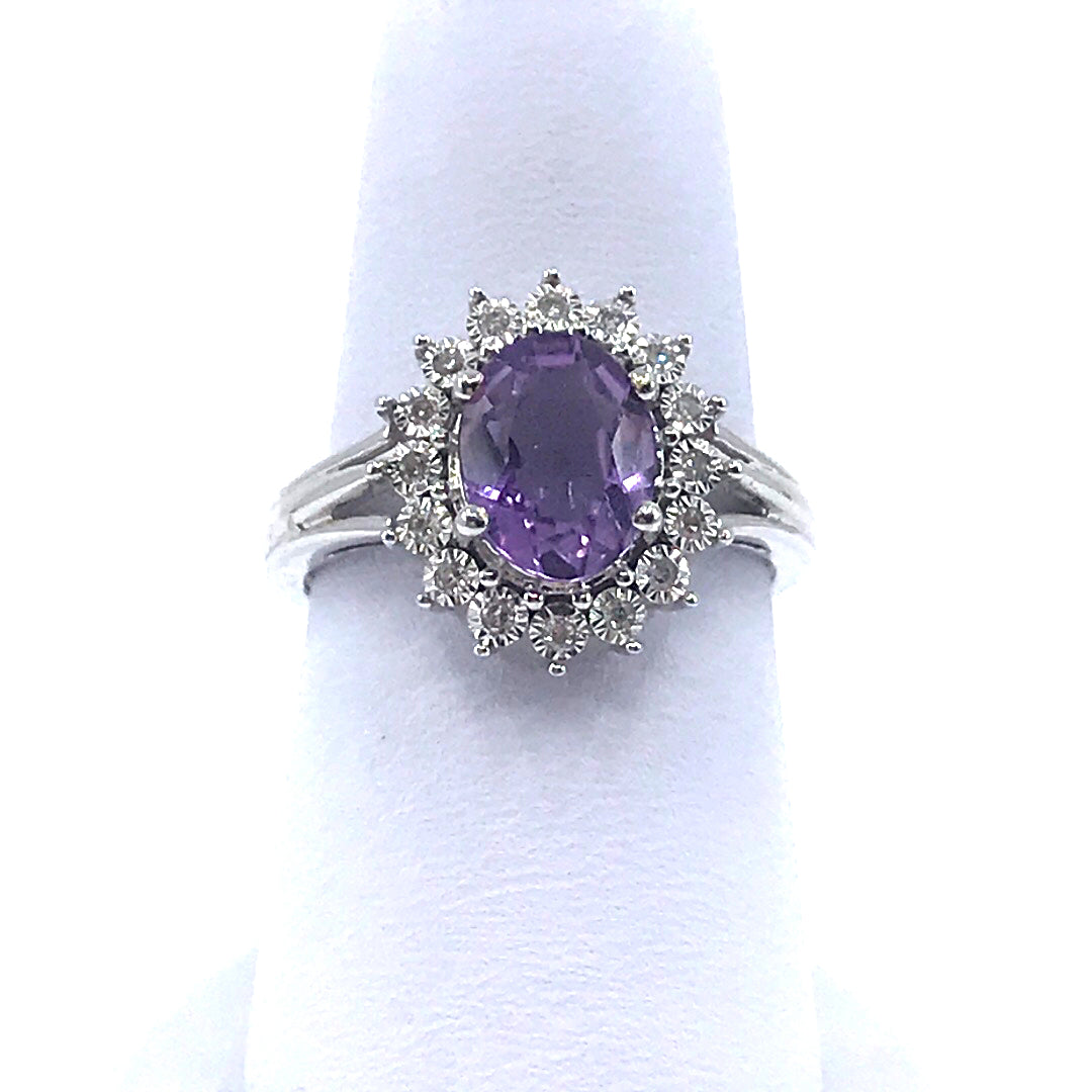 14K White Gold Amethyst Ring - HK Jewels