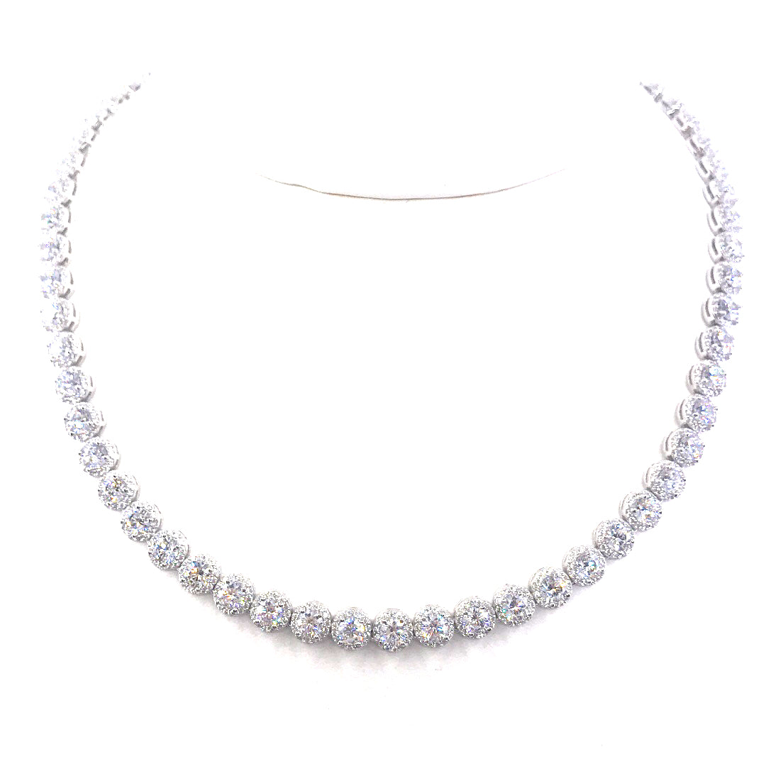 Sterling Silver Tennis Necklace - HK Jewels