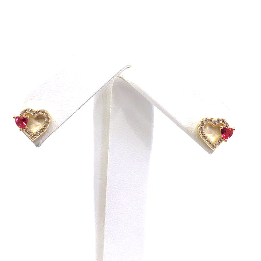 Surgical Steel Small Outline CZ Heart Studs - HK Jewels