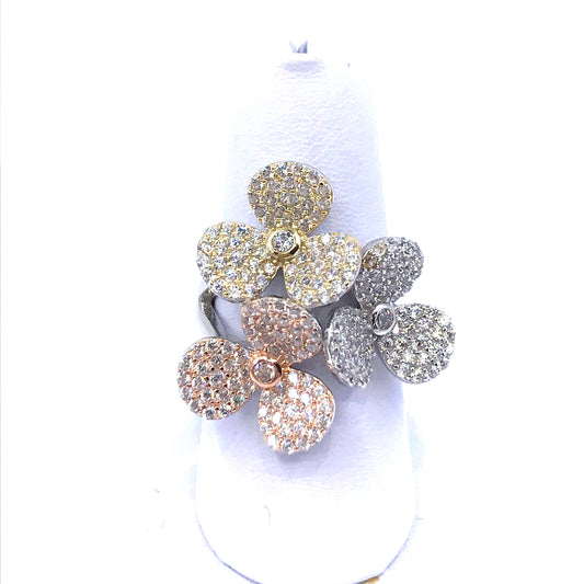Sterling Silver Flower Ring - HK Jewels