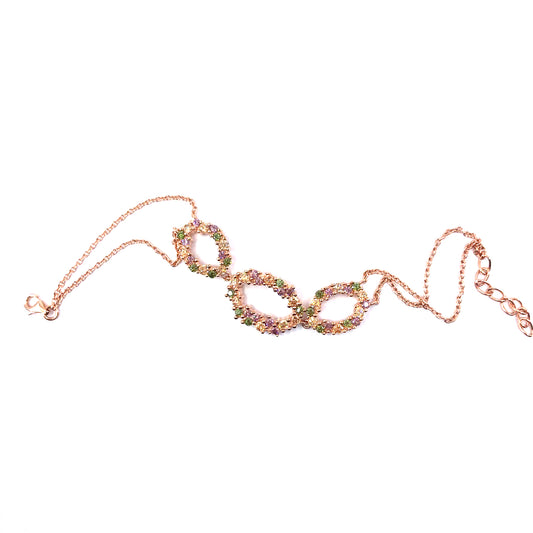 Sterling Silver Rose Gold Plated Multicolor Bracelet - HK Jewels