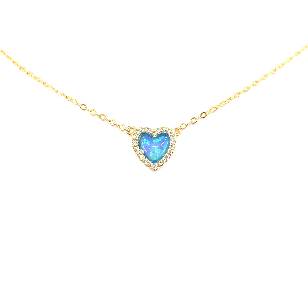 Sterling Silver Small Blue Heart Necklace - HK Jewels