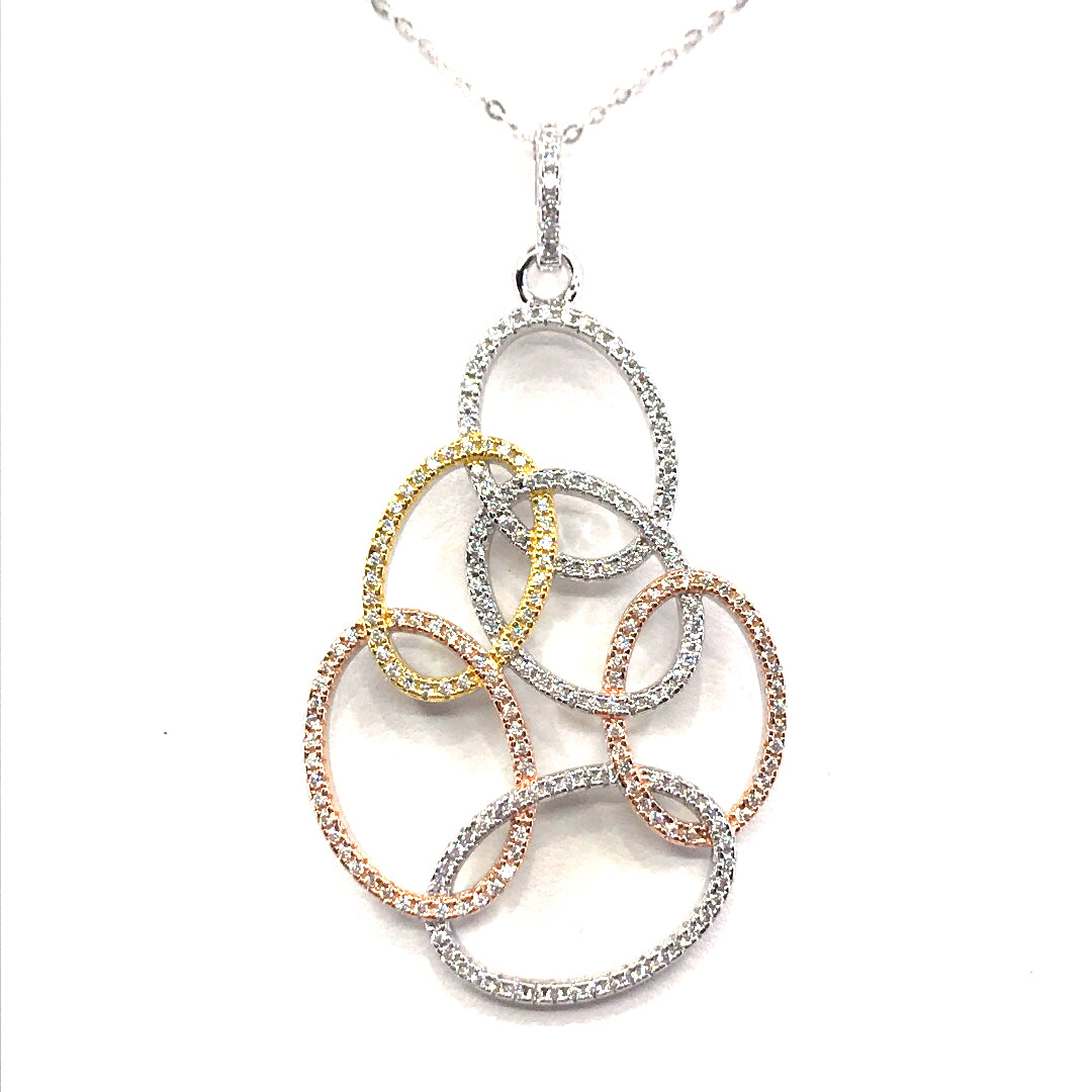 Sterling Silver Ovals Pendant - HK Jewels