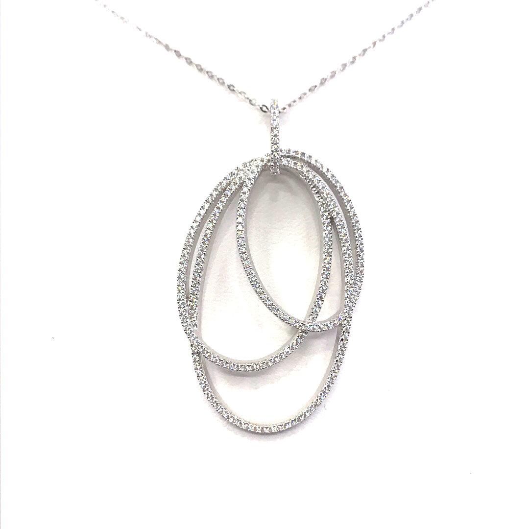 Sterling Silver Oval Pendant - HK Jewels