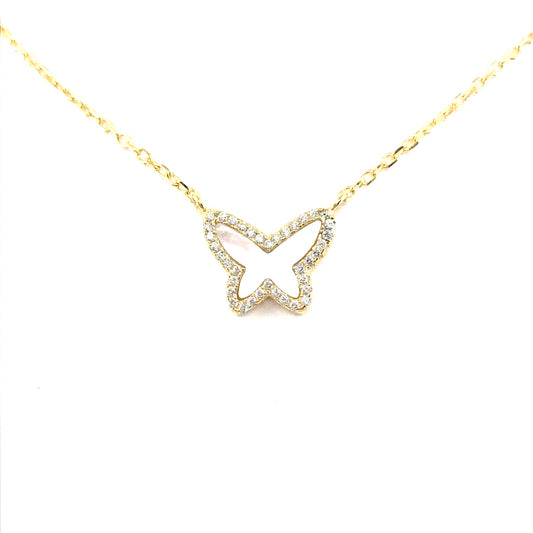 Sterling Silver Mother of Pearl Butterfly Necklace - HK Jewels