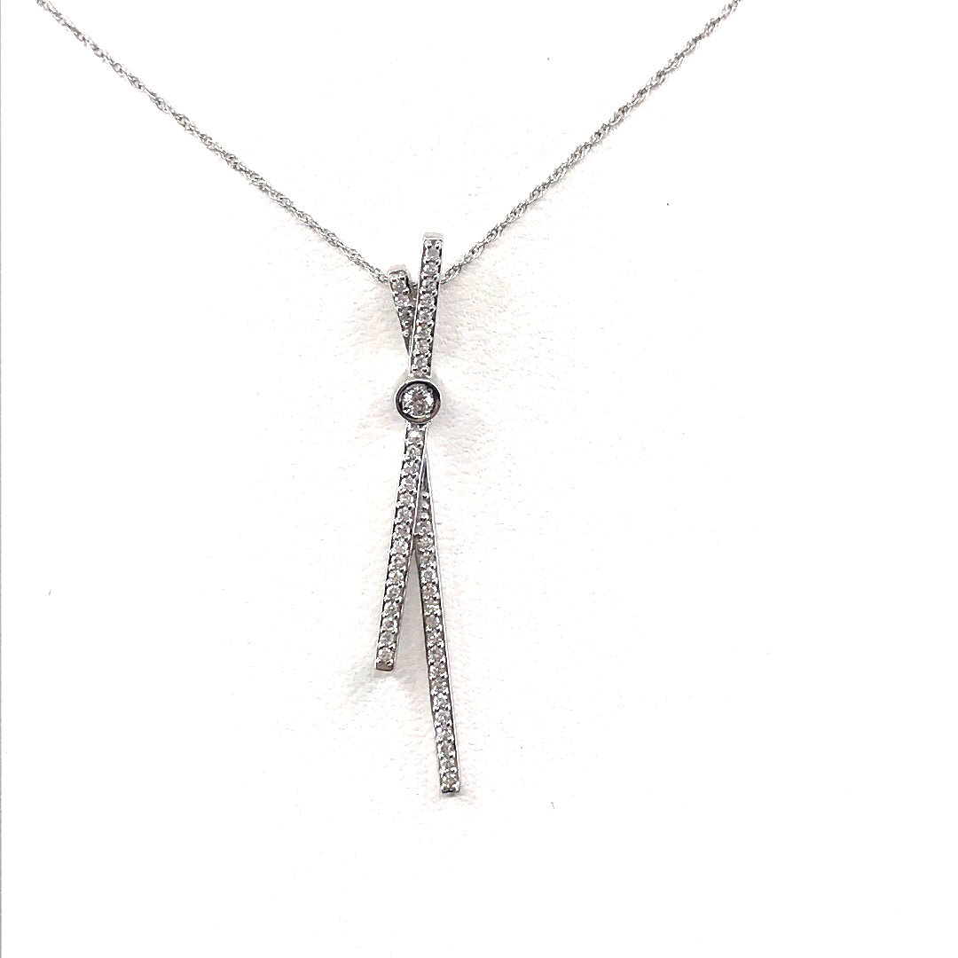 White Gold Tie Pendant - HK Jewels