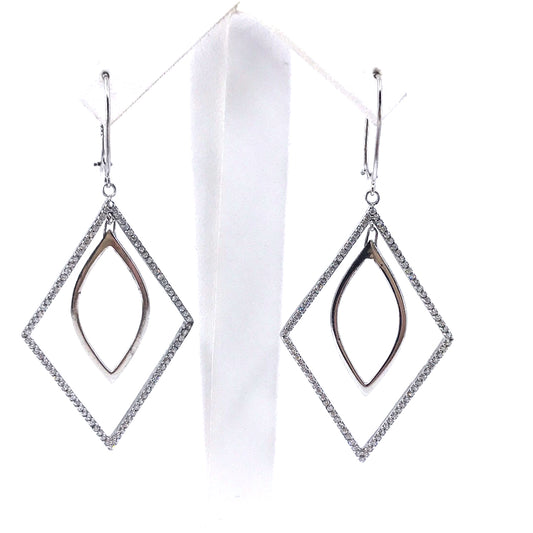 Sterling Silver Diamond-Shape Earrings - HK Jewels