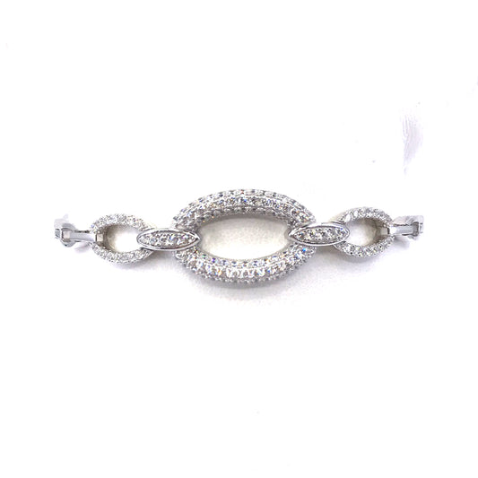 Sterling Silver Oval Bracelet - HK Jewels