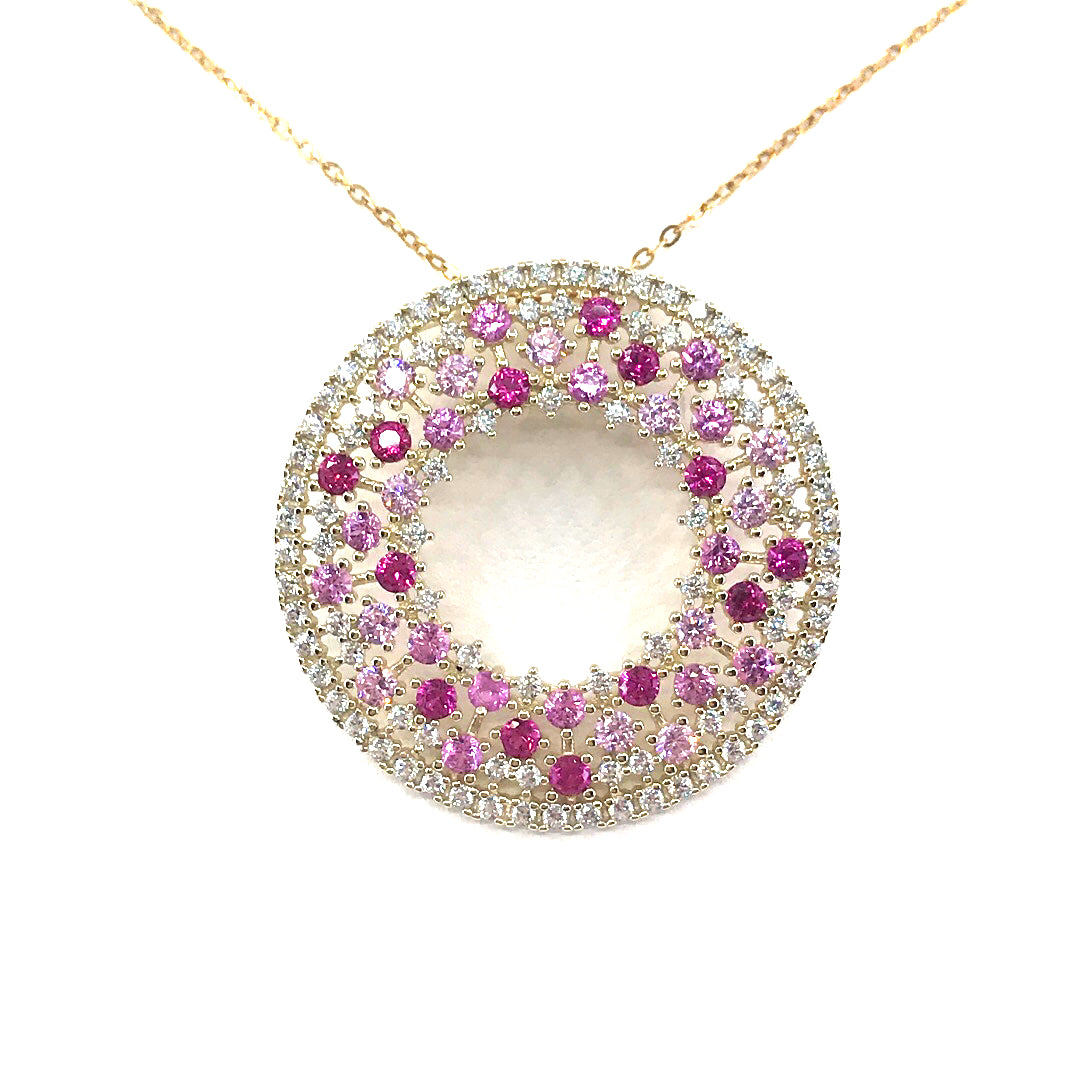 Sterling Silver Gold Plated Circle Pendant - HK Jewels