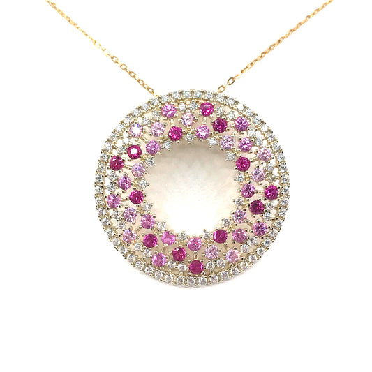 Sterling Silver Gold Plated Circle Pendant - HK Jewels