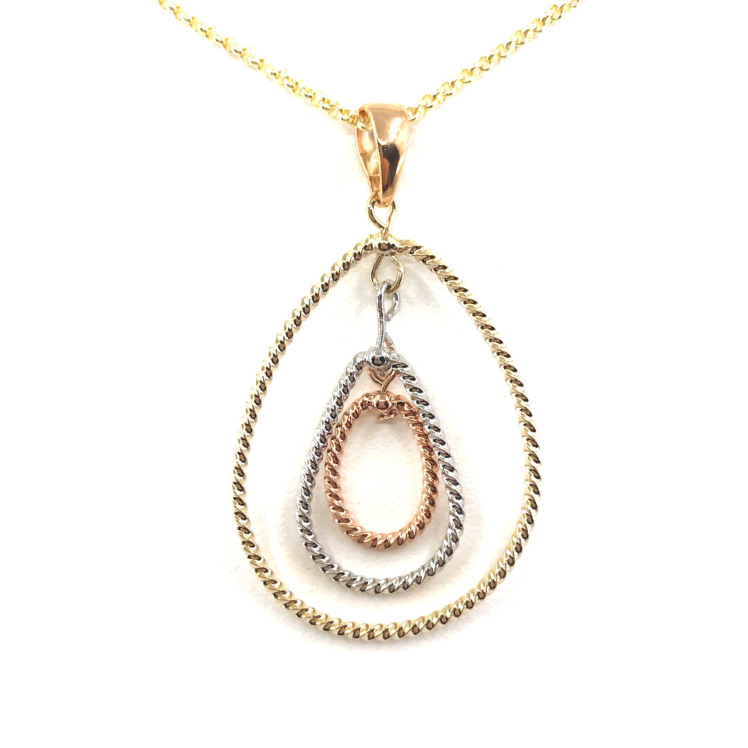 Tricolor Teardrop Pendant - HK Jewels
