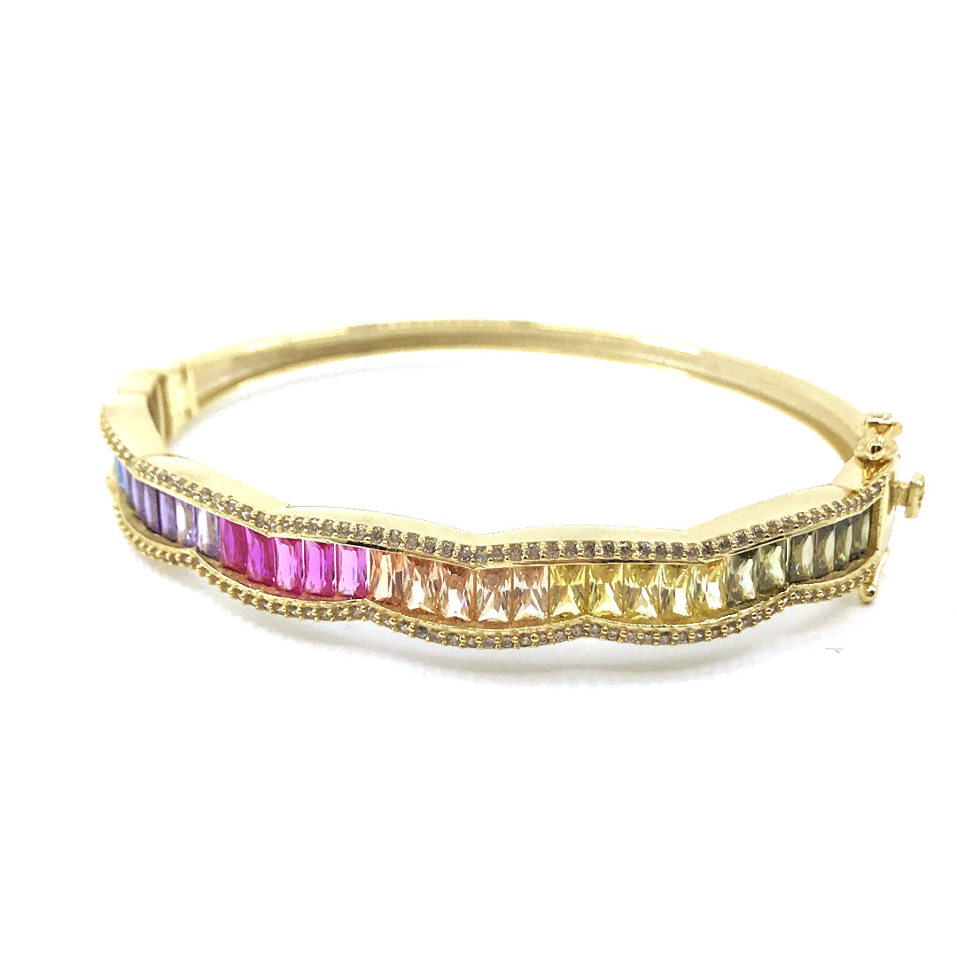 Sterling Silver Rainbow Bangle - HK Jewels