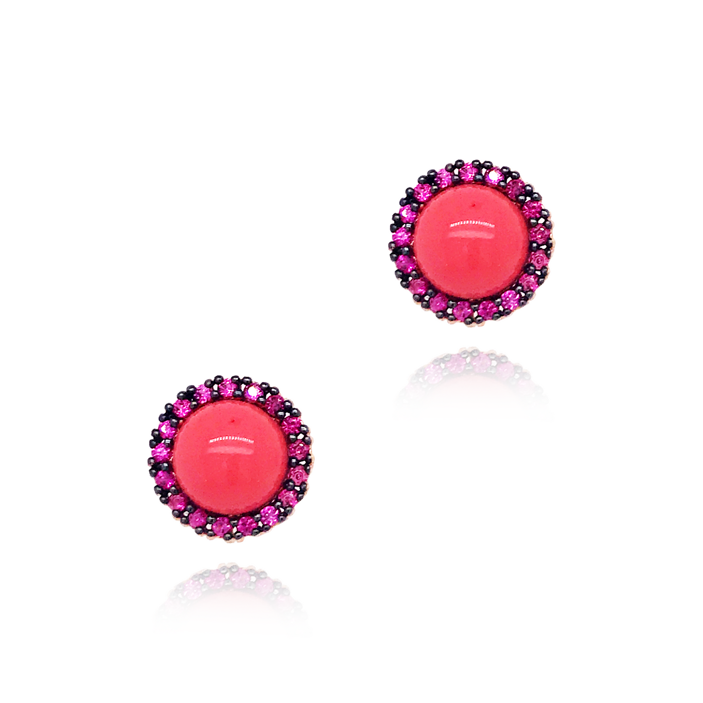 Rose Gold Plated Sterling Silver Round Stud Earrings - HK Jewels