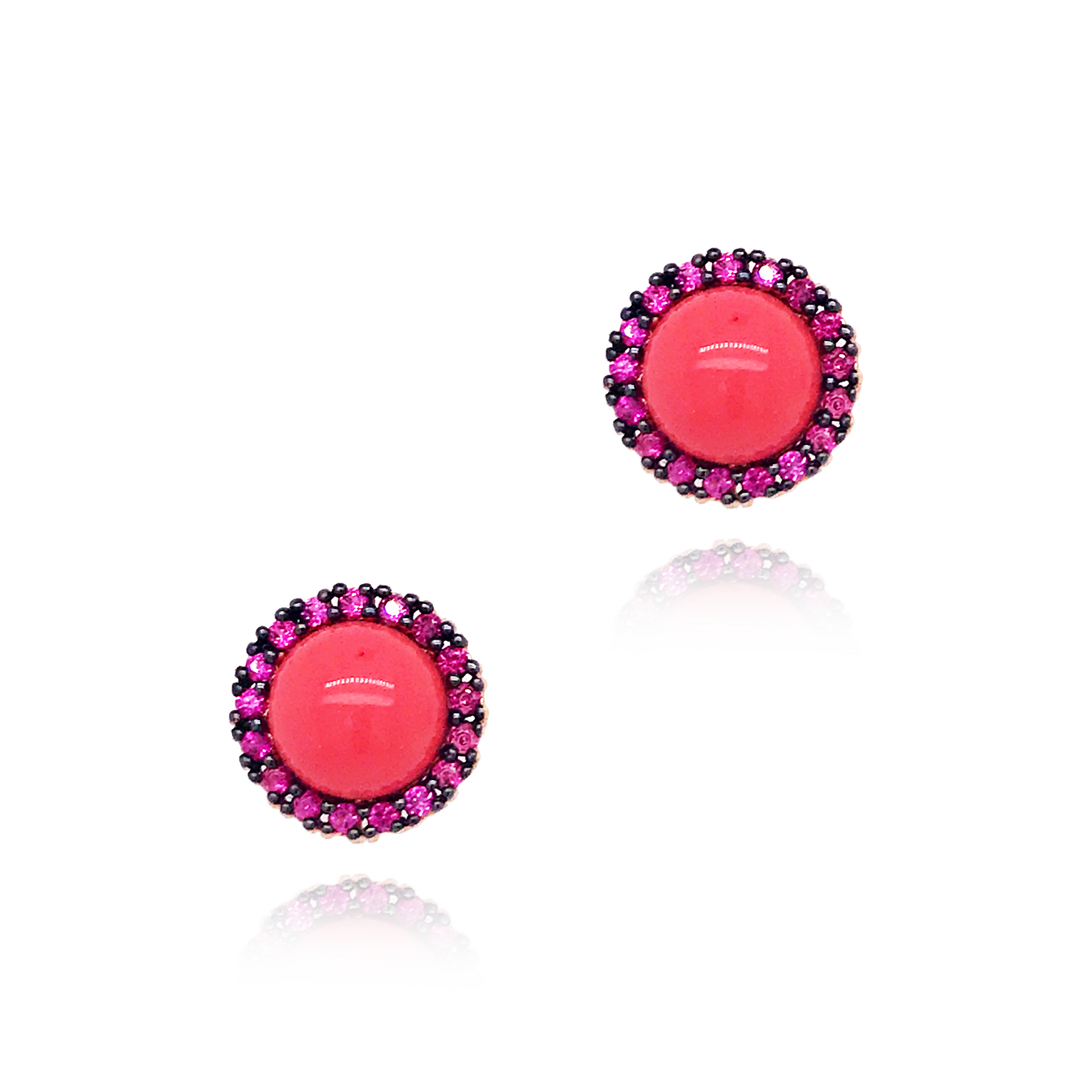 Rose Gold Plated Sterling Silver Round Stud Earrings - HK Jewels