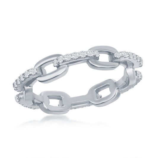Sterling Silver CZ Paperclip Ring - HK Jewels