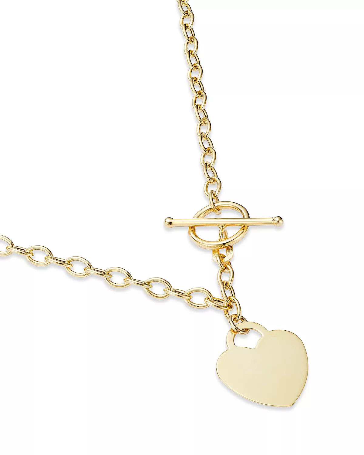 14K Gold Hanging Heart Toggle Necklace