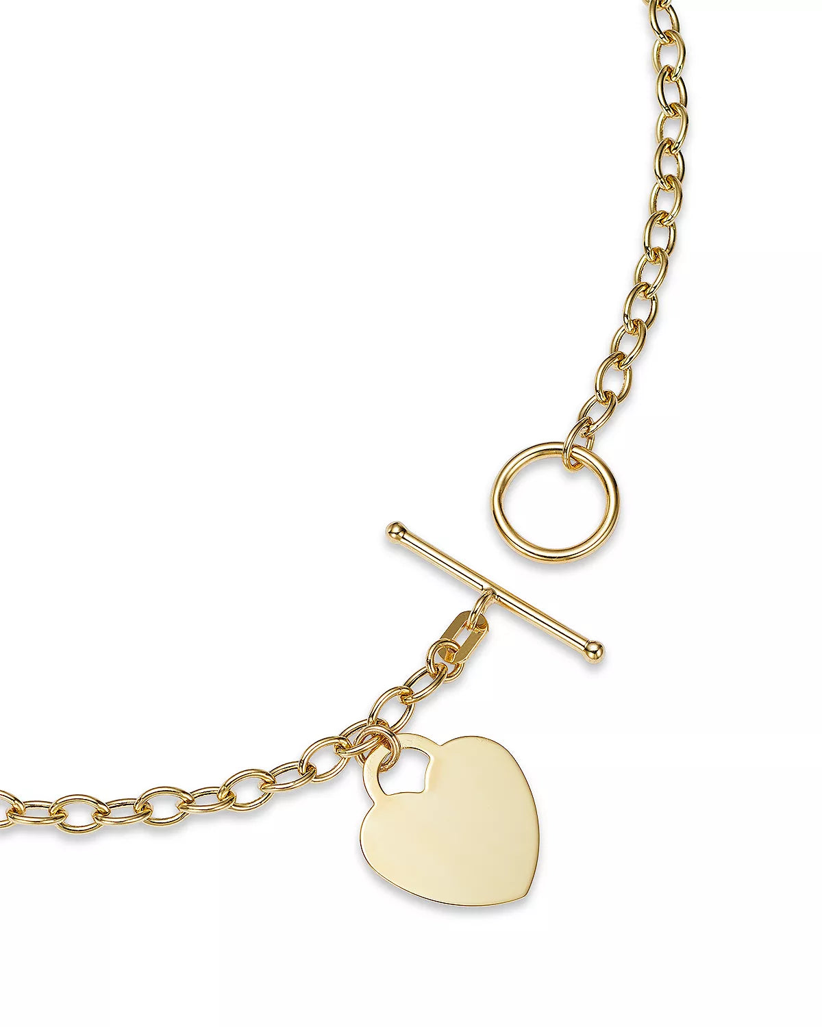 14K Gold Hanging Heart Toggle Necklace