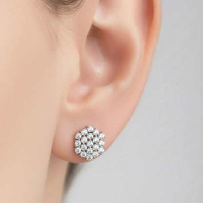 13mm Sterling Silver Cluster Stud on Model