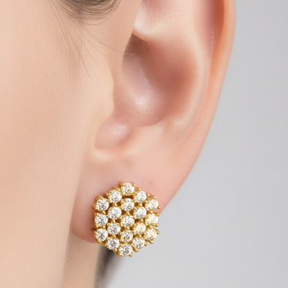 Sterling Silver Cluster Stud Earring