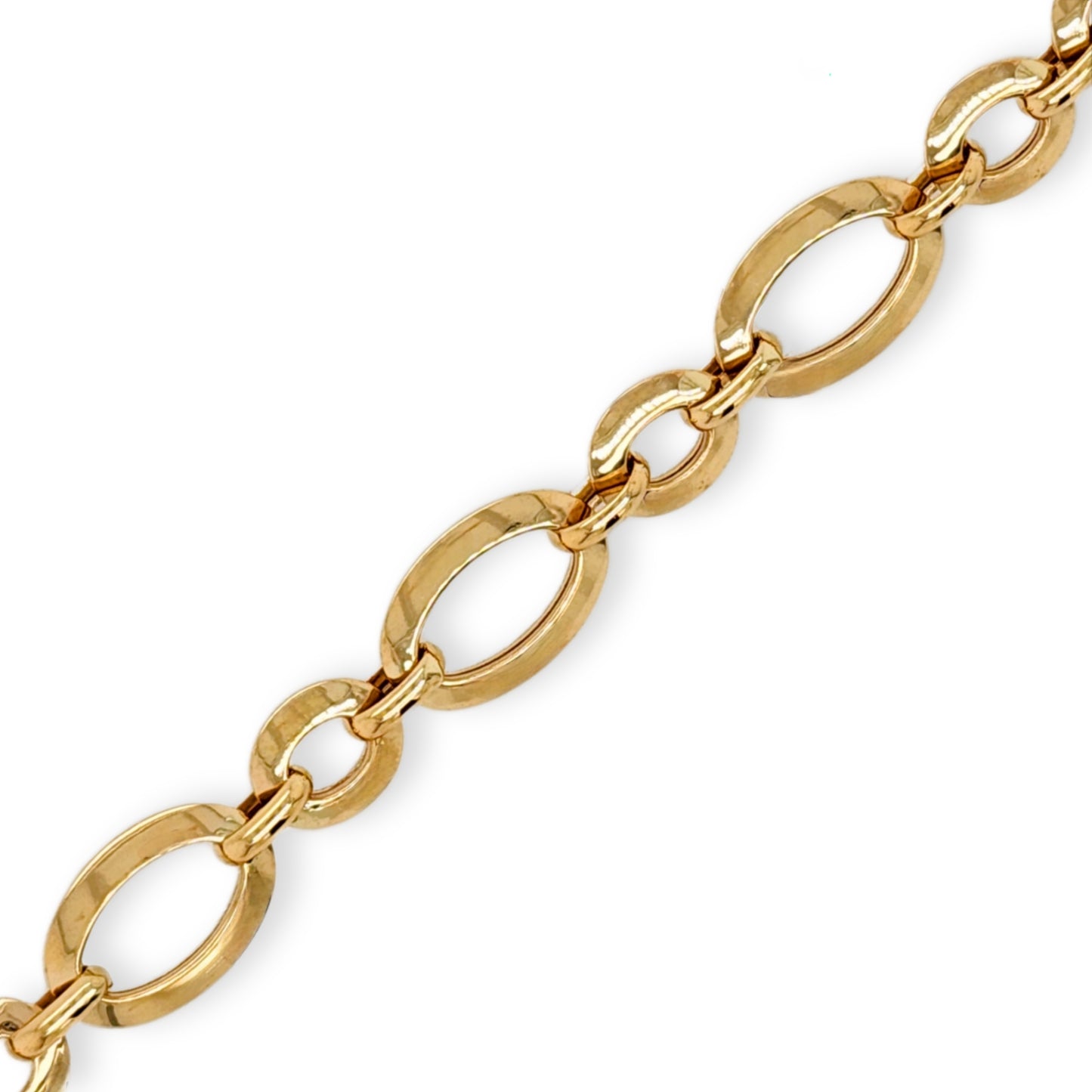 14k Gold Oval and Circle Link Bracelet