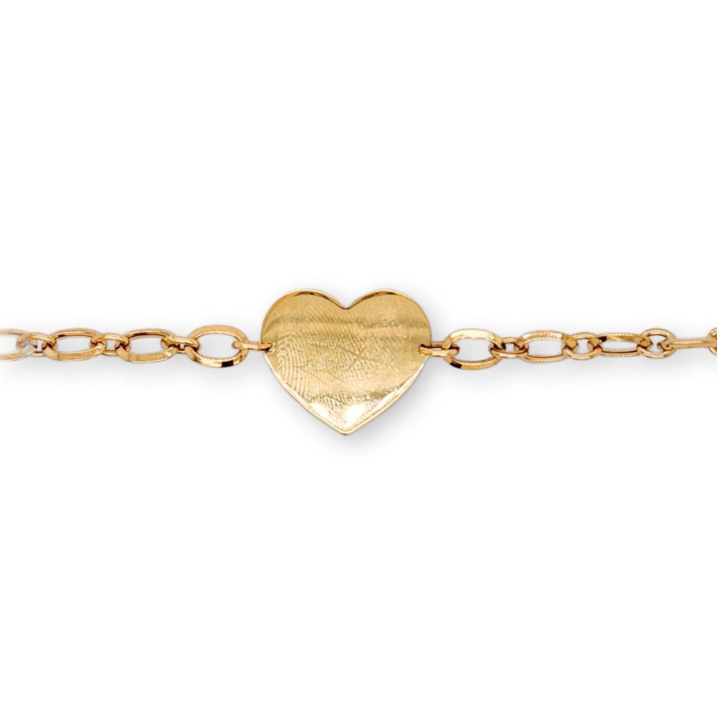 14k Gold Link Bracelet With Center Heart