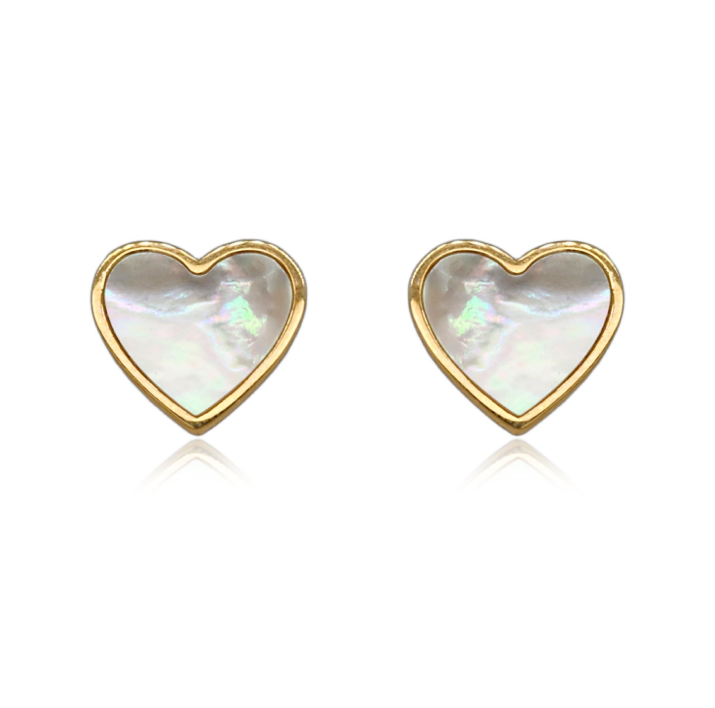 14K Gold 13mm Mother of Pearl Heart Stud Earring