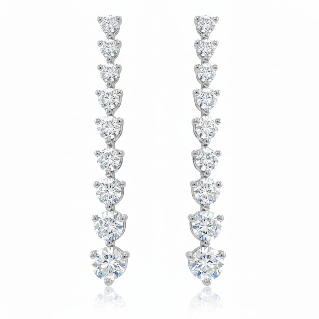 14K Gold Lab Grown Diamond Graduated Tennis Earrings