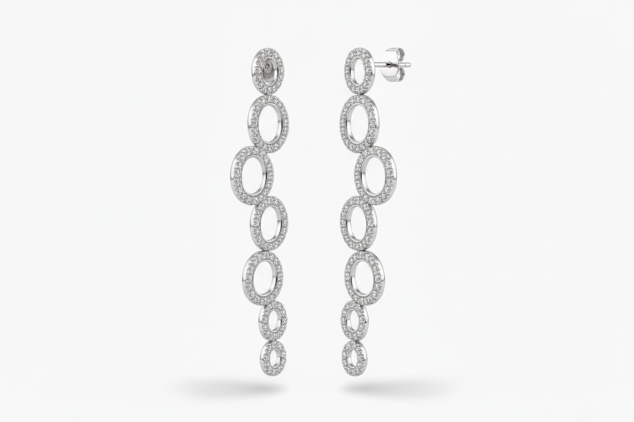 Sterling Silver CZ Circles Earring
