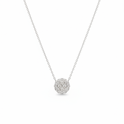 18k Gold Small Pave Diamond Solitaire Necklace