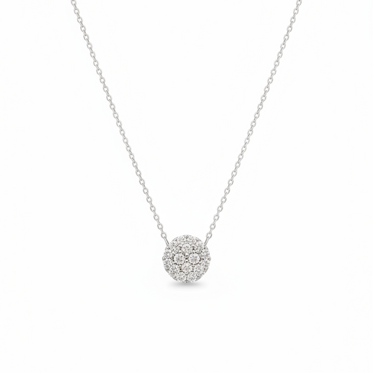 18k Gold Small Pave Diamond Solitaire Necklace