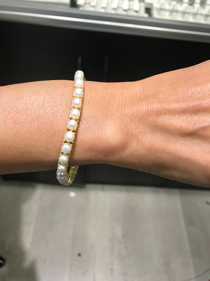 Sterling Silver Pearl Tennis Bracelet