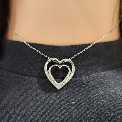 10k Gold Diamond Double Heart Necklace