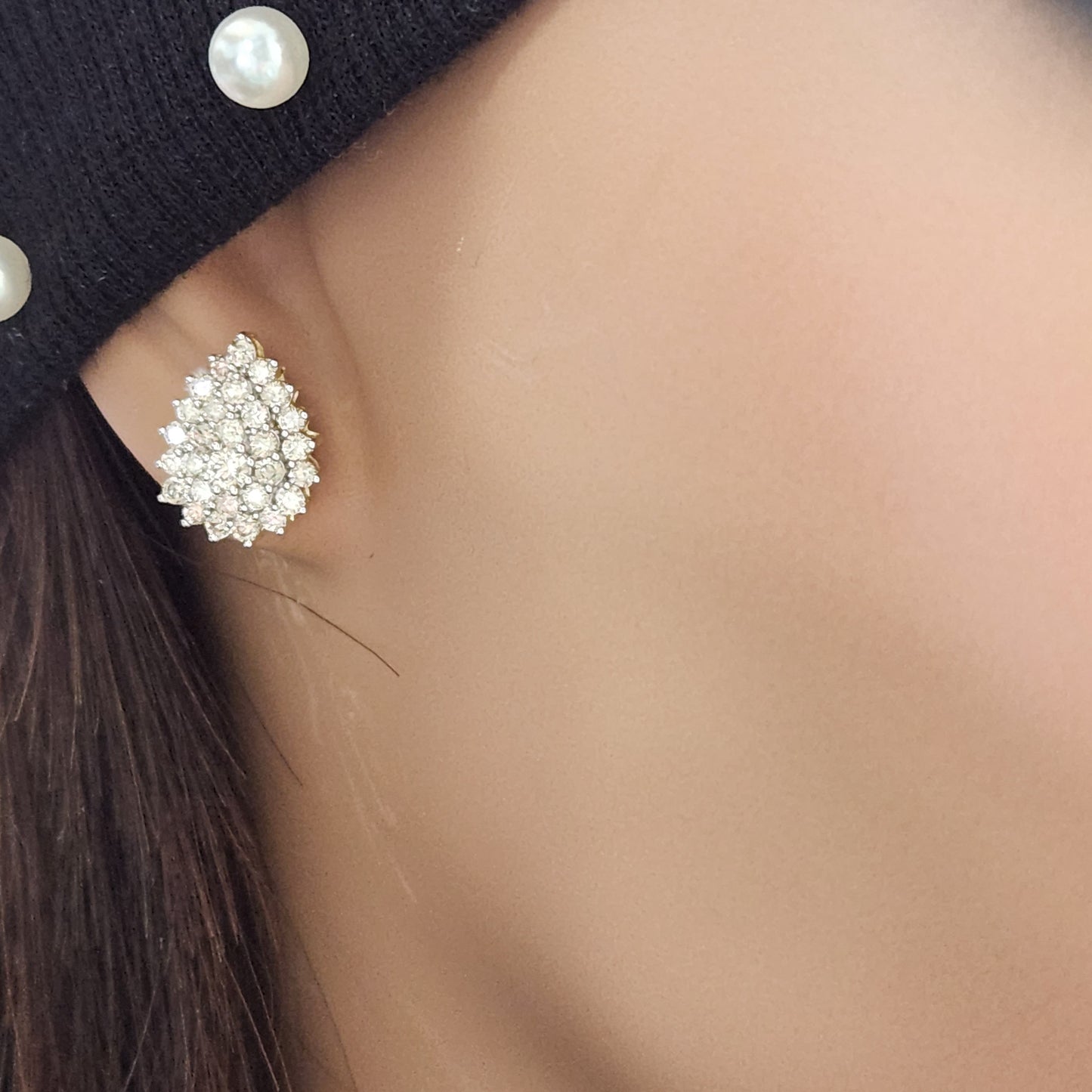 10K Yellow Gold And Diamond Teardrop Stud Earrings