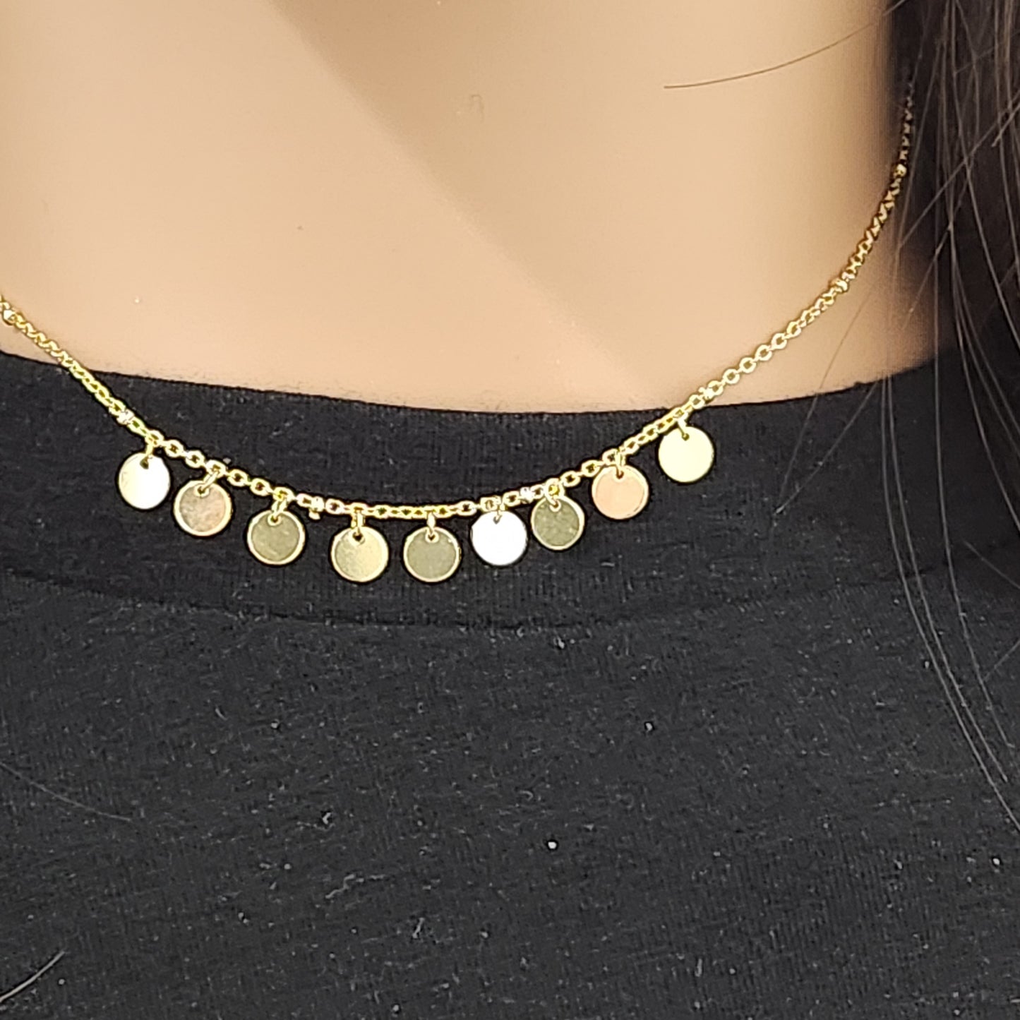 Sterling Silver Gold Plated Dangling Circles Necklace