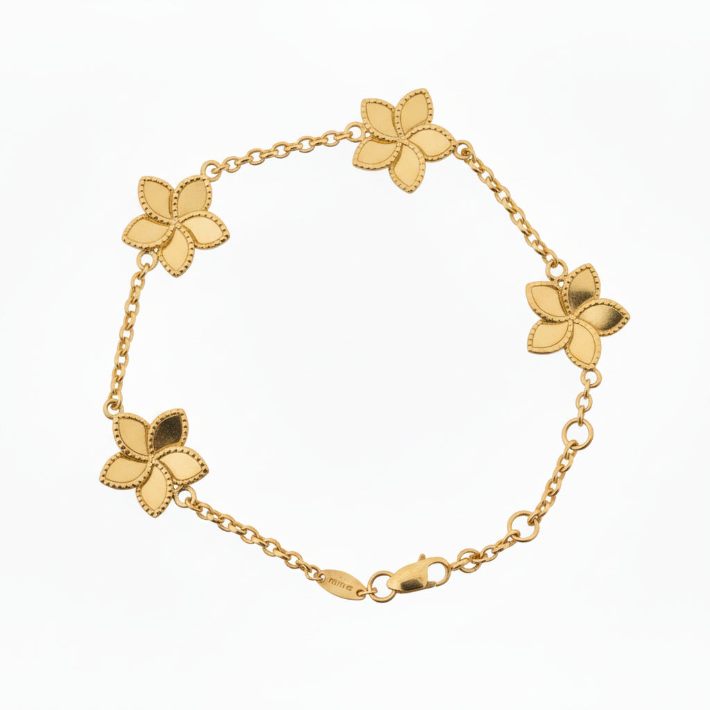 14k Gold Reversible Flower Station Bracelet