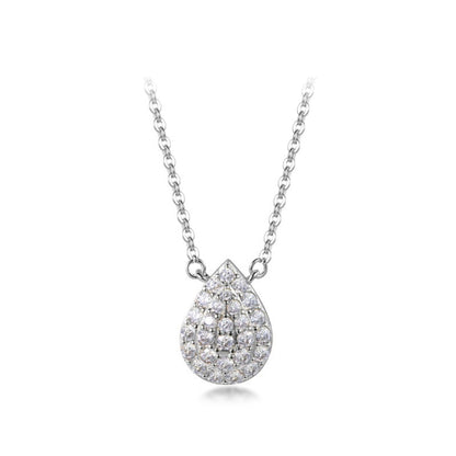 Sterling Silver Micropave CZ Pear Shaped Solitaire Necklace