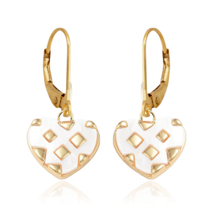 Mother of Pearl Heart Surgical Steel Earrings