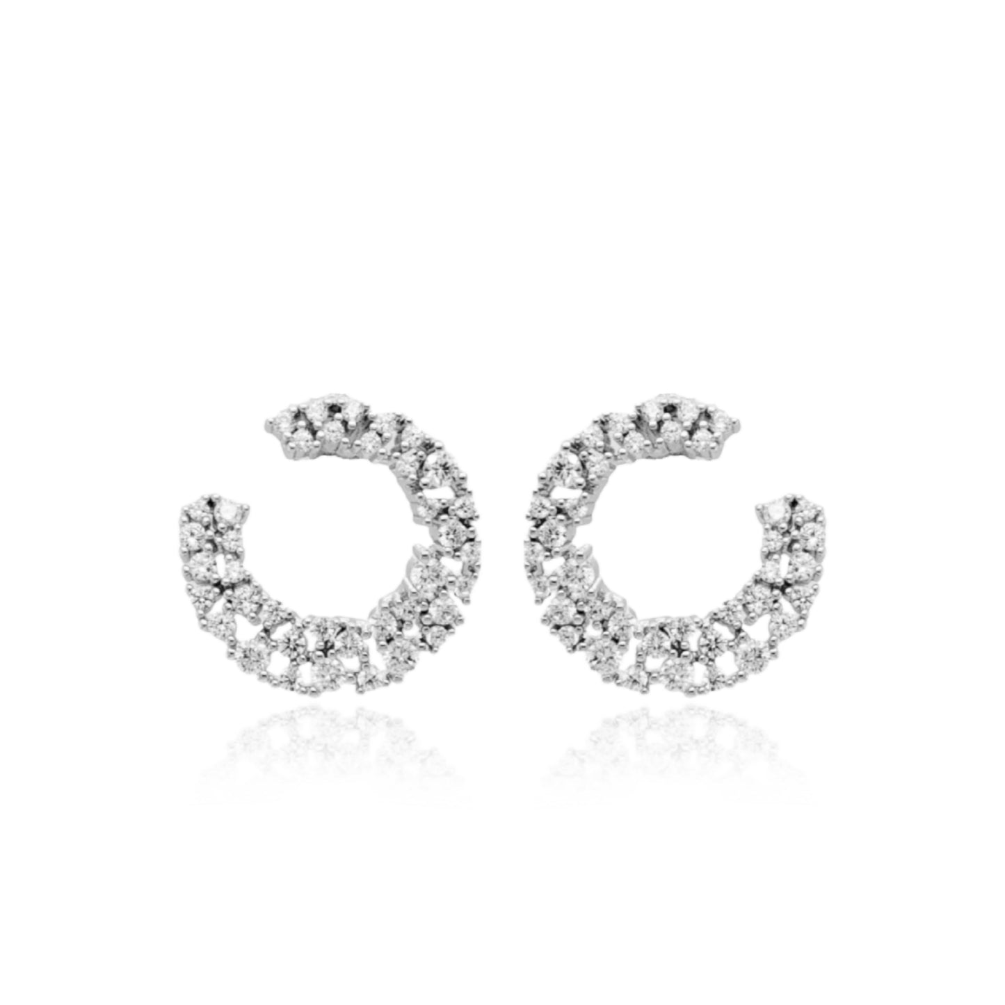 Sterling Silver Round Front Back CZ Earrings