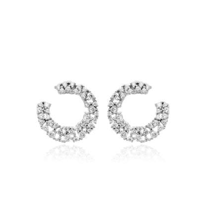 Sterling Silver Round Front Back CZ Earrings