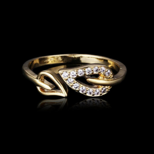 Gold Plated Sterling Silver Double Twisted Teardrop Elegant Open Ring