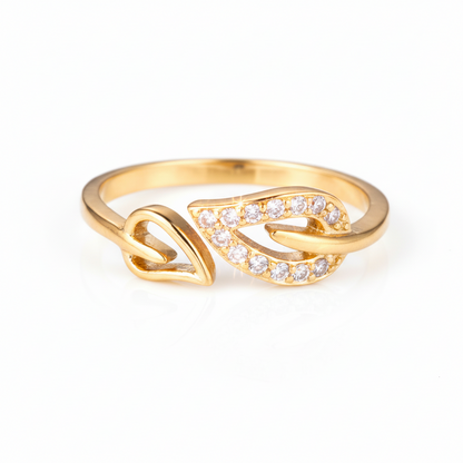 Gold Plated Sterling Silver Double Twisted Teardrop Elegant Open Ring